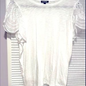 Express eyelet lace sleeve easy tee